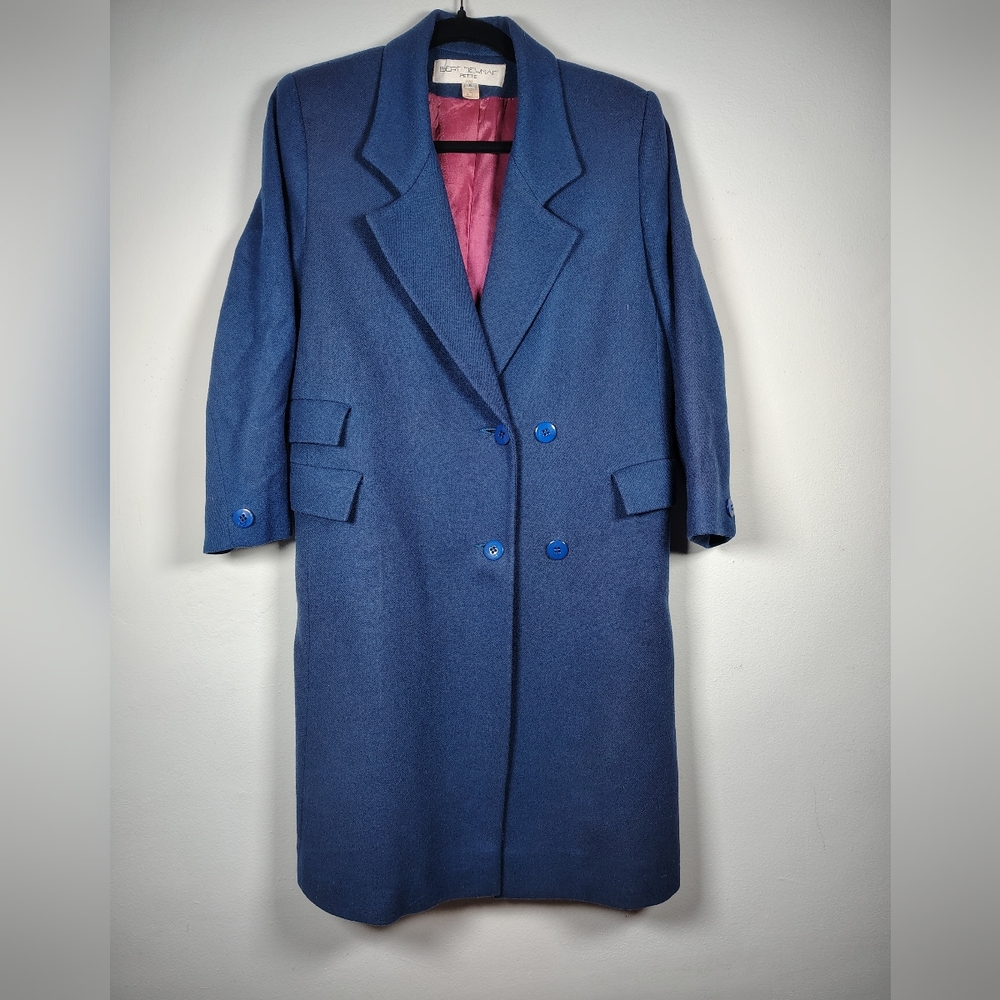Bert Newman Classic Blue Women's Wool Trench Coat Size 8P